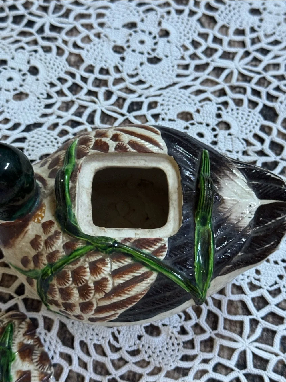 Vintage 1987 Ceramic Mallard Duck Teapot Hand Painted
